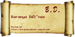 Baranya Dénes névjegykártya